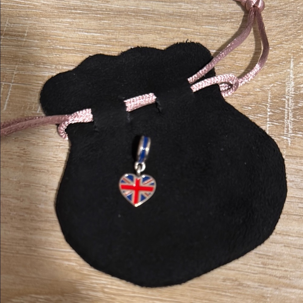 Pandora Union Jack Heart Charm Pendant AUTHENTIC Pre-Owned.